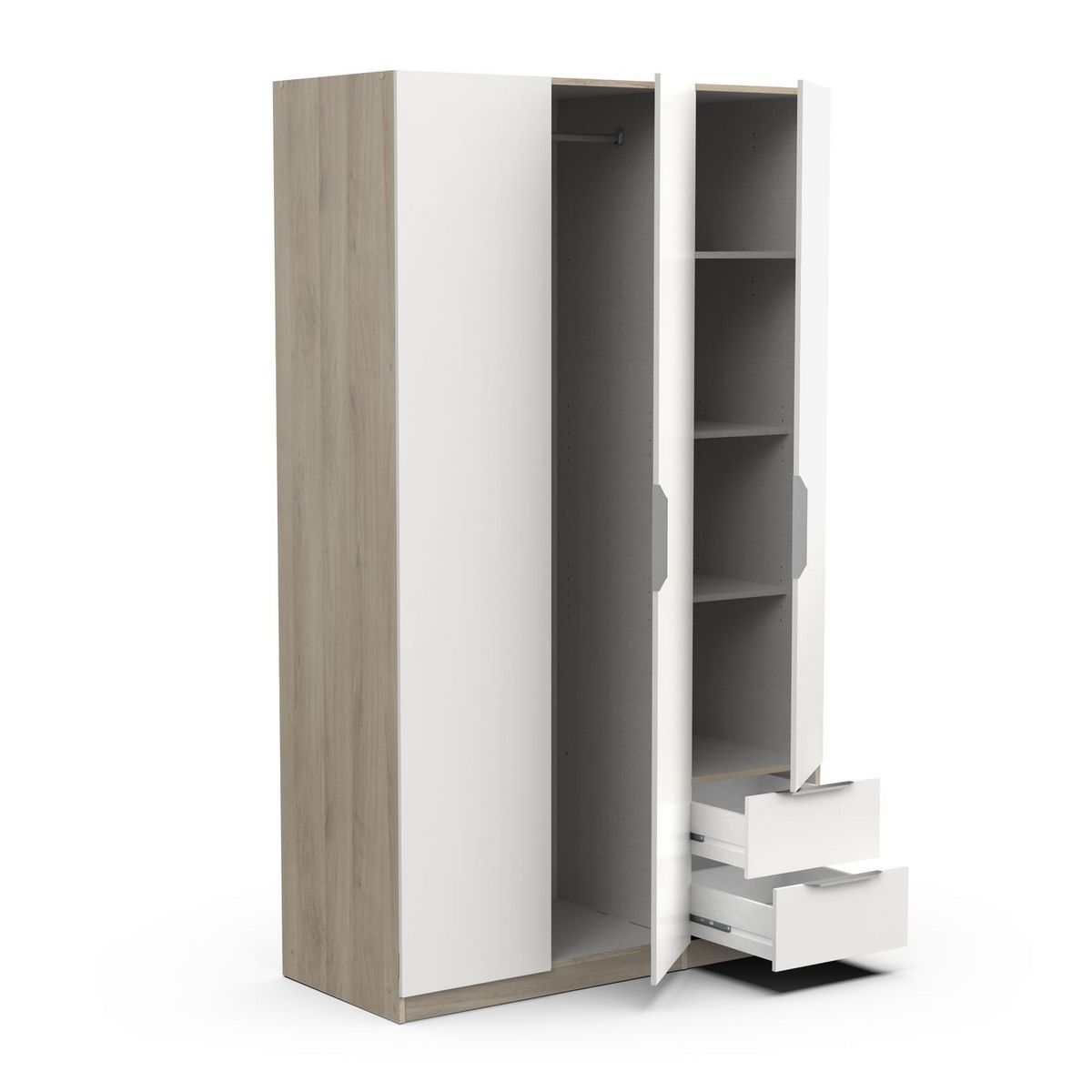 Armoire 3 portes 2 tiroirs L119 cm THIBAULT