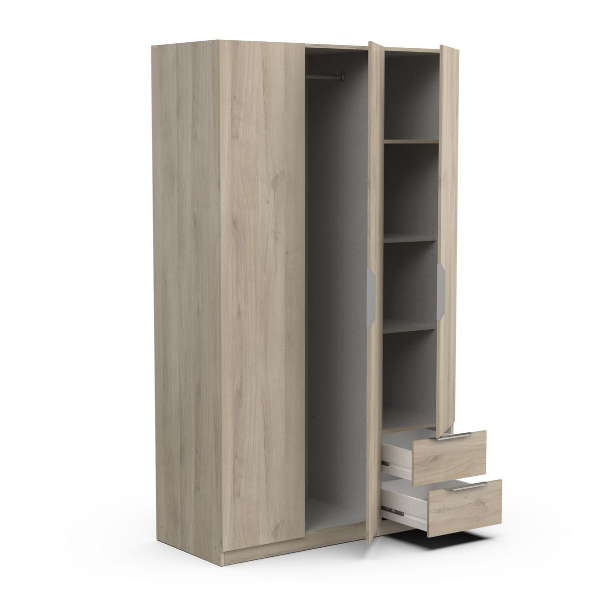 Armoire 3 portes 2 tiroirs L119 cm THIBAULT