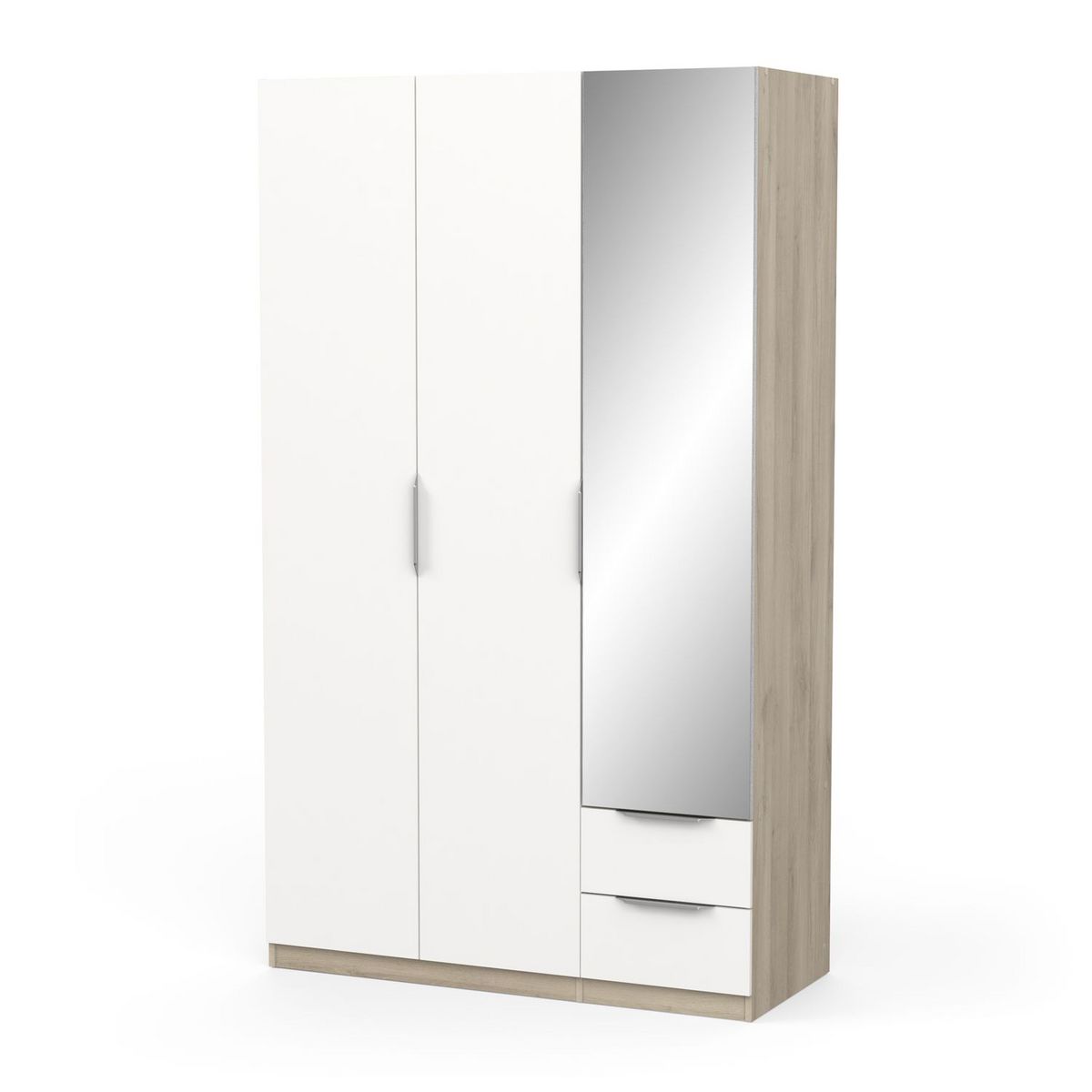 Armoire 3 portes 2 tiroirs 1 miroir L119 cm THIBAULT