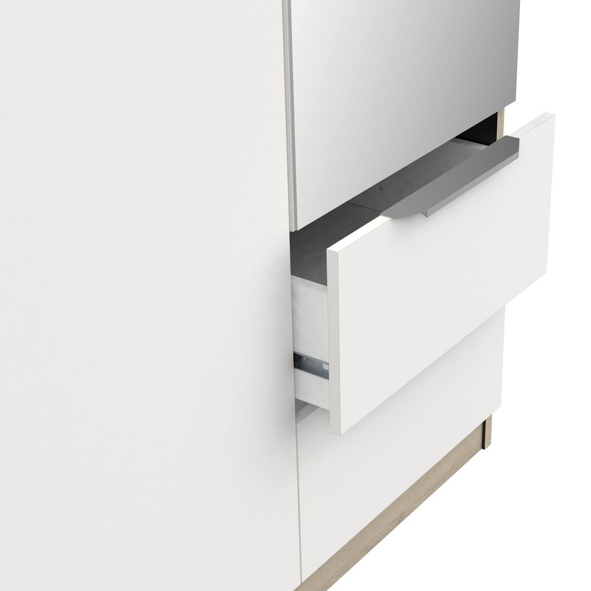 Armoire 3 portes 2 tiroirs 1 miroir L119 cm THIBAULT