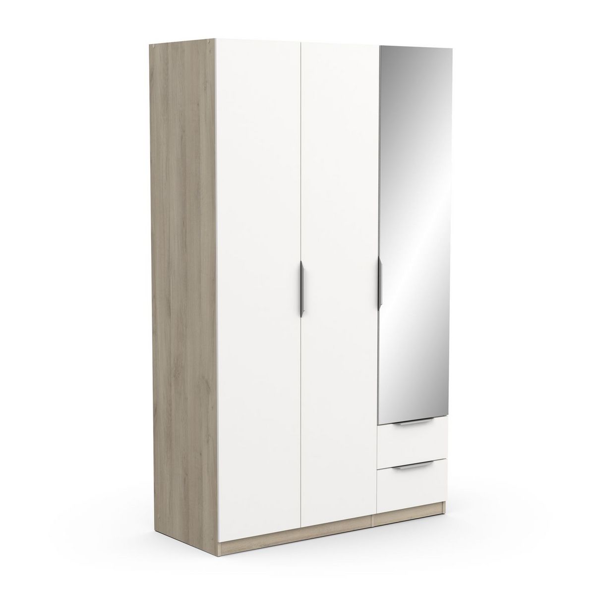 Armoire 3 portes 2 tiroirs 1 miroir L119 cm THIBAULT