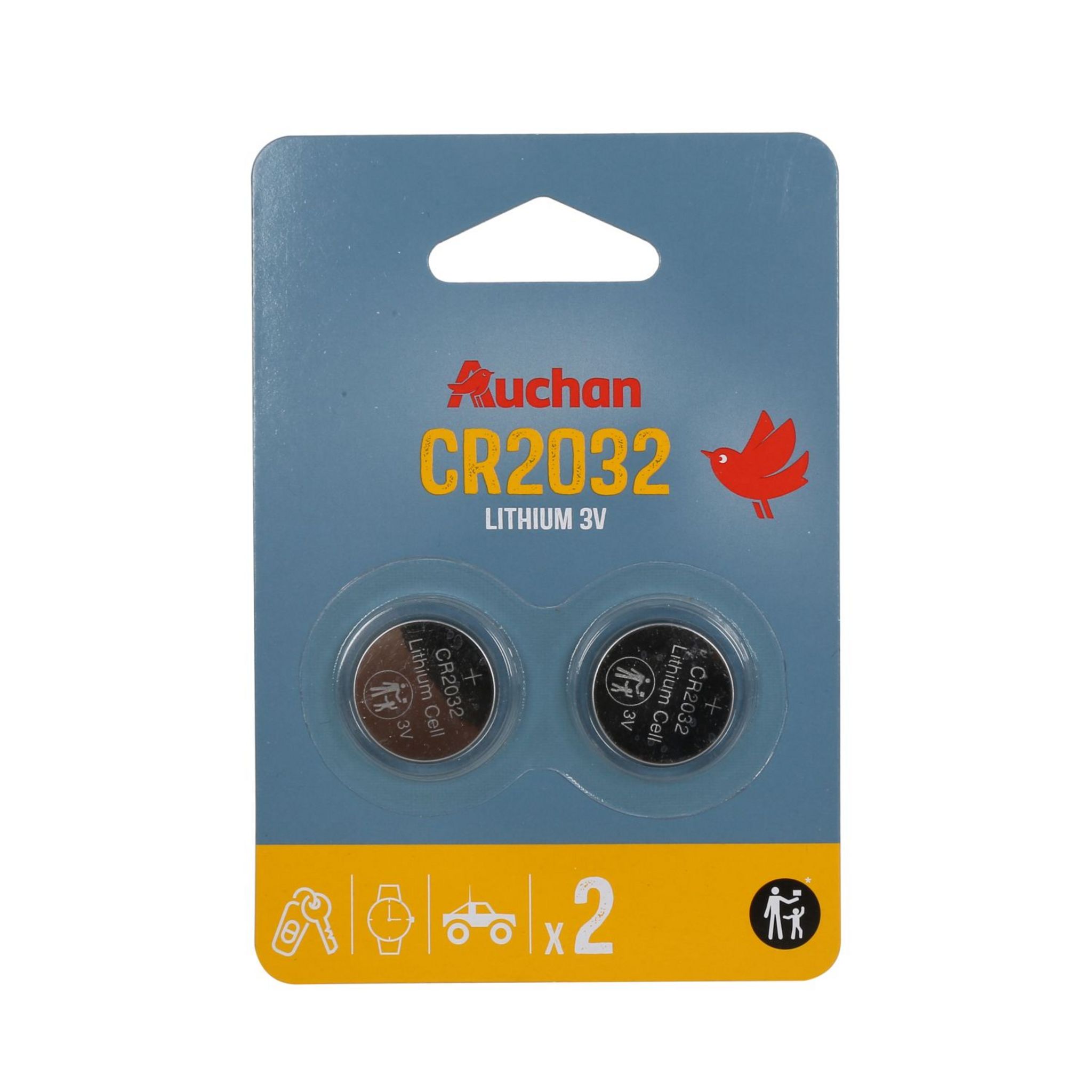 AUCHAN Lot de 2 piles CR2032 lithium 3v