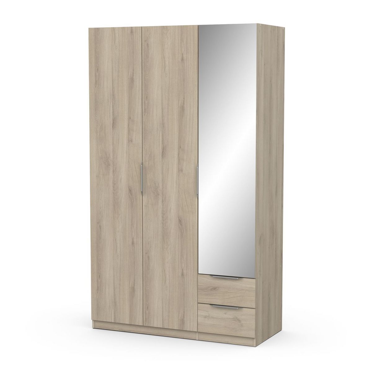 Armoire 3 portes 2 tiroirs 1 miroir L119 cm THIBAULT