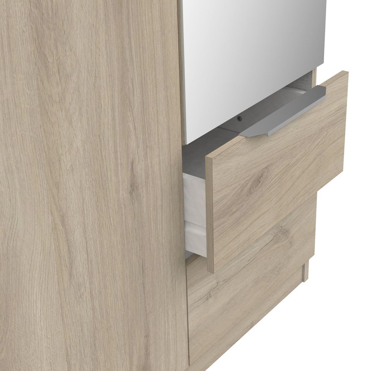 Armoire 3 portes 2 tiroirs 1 miroir L119 cm THIBAULT