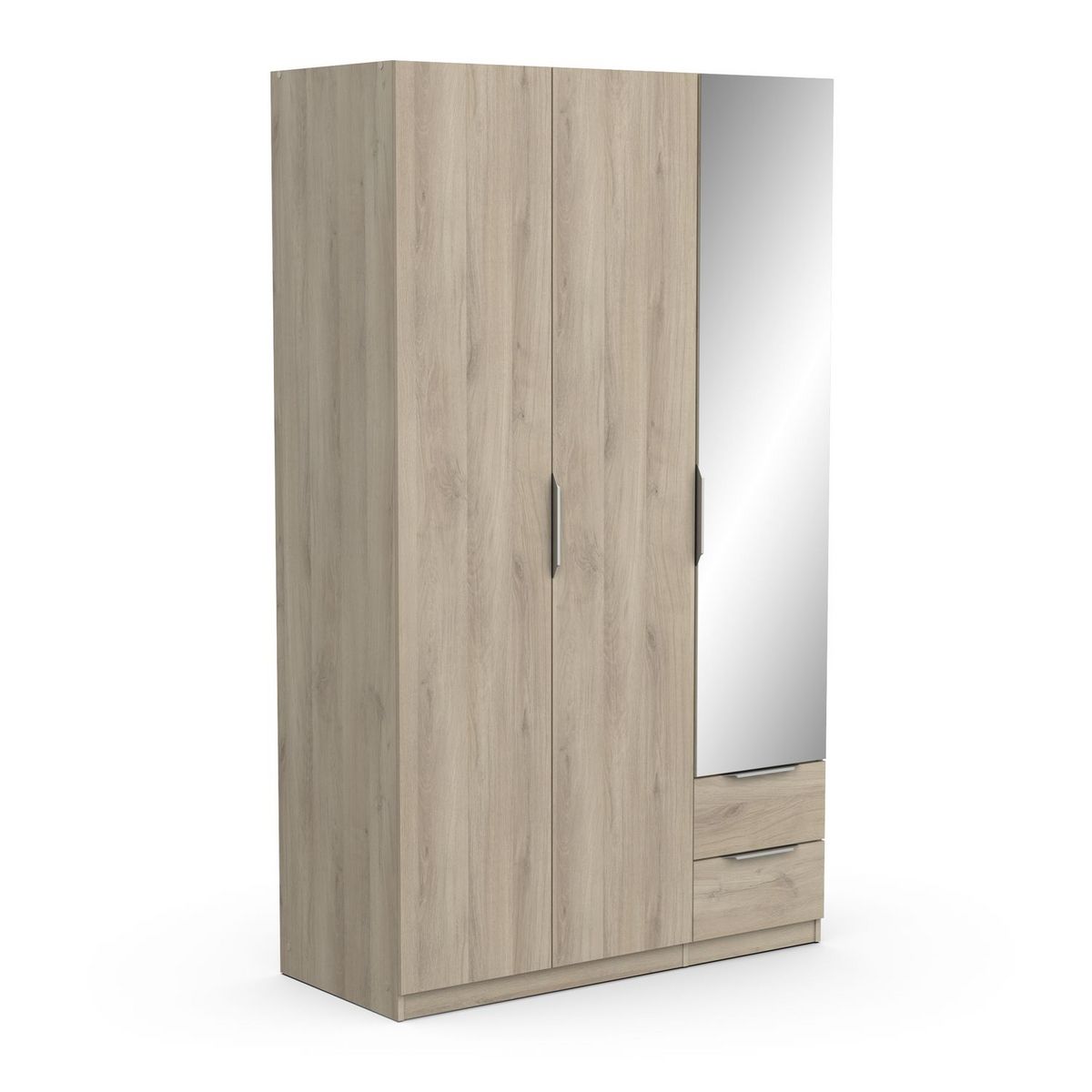 Armoire 3 portes 2 tiroirs 1 miroir L119 cm THIBAULT