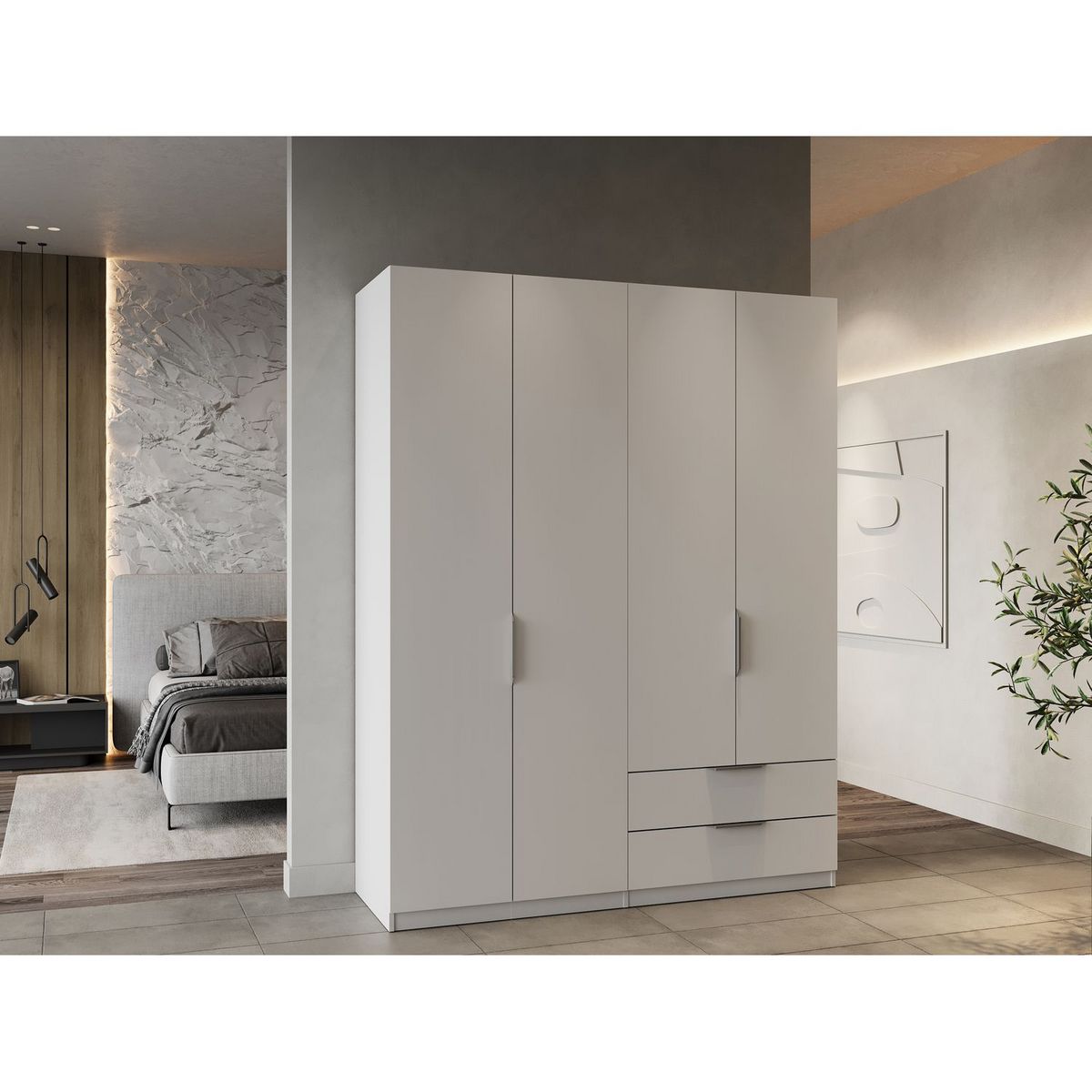 Armoire 4 portes 2 tiroirs L157 cm THIBAULT