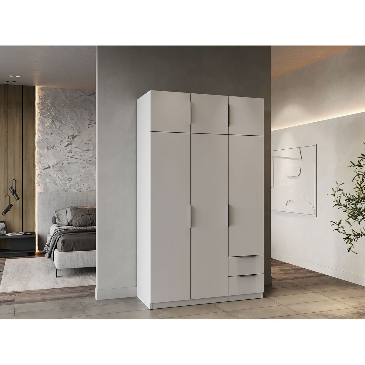 Armoire 6 portes 2 tiroirs L119 cm THIBAULT