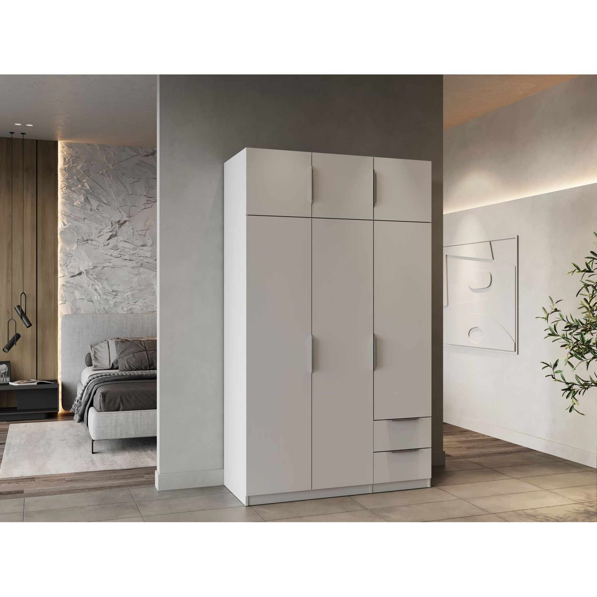 Voir la diapositive 5 : Armoire 6 portes 2 tiroirs L119 cm THIBAULT