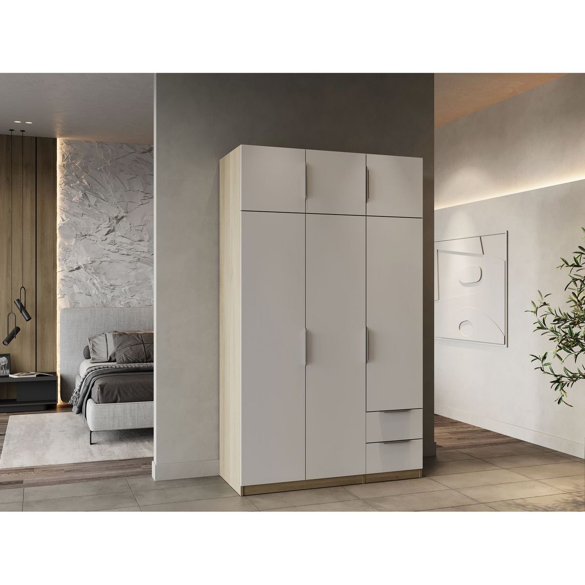 Armoire 6 portes 2 tiroirs L119 cm THIBAULT