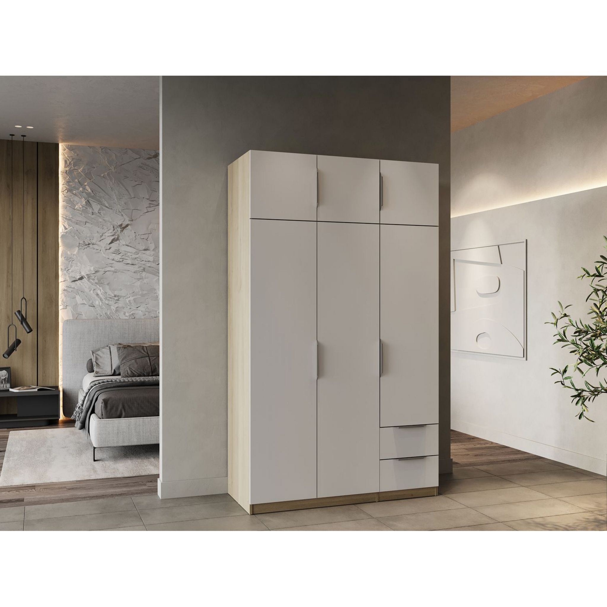 Voir la diapositive 2 : Armoire 6 portes 2 tiroirs L119 cm THIBAULT