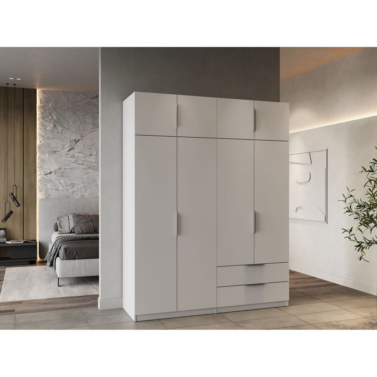 Armoire 8 portes 2 tiroirs L157 cm THIBAULT