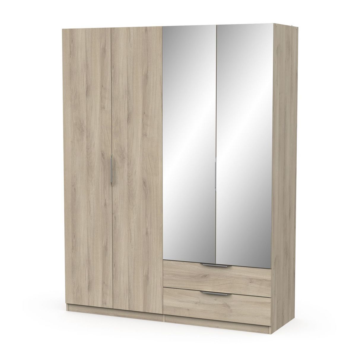 Armoire 4 portes 2 tiroirs 2 miroirs L157 cm THIBAULT