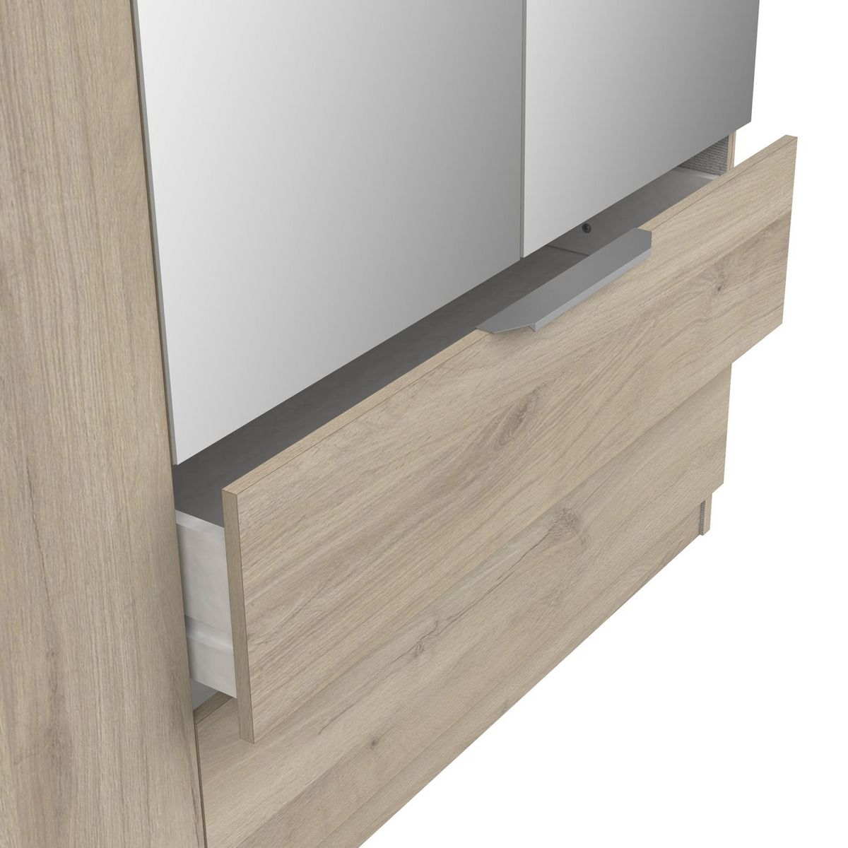 Armoire 4 portes 2 tiroirs 2 miroirs L157 cm THIBAULT