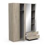 Voir la diapositive 5 : Armoire 4 portes 2 tiroirs 2 miroirs L157 cm THIBAULT