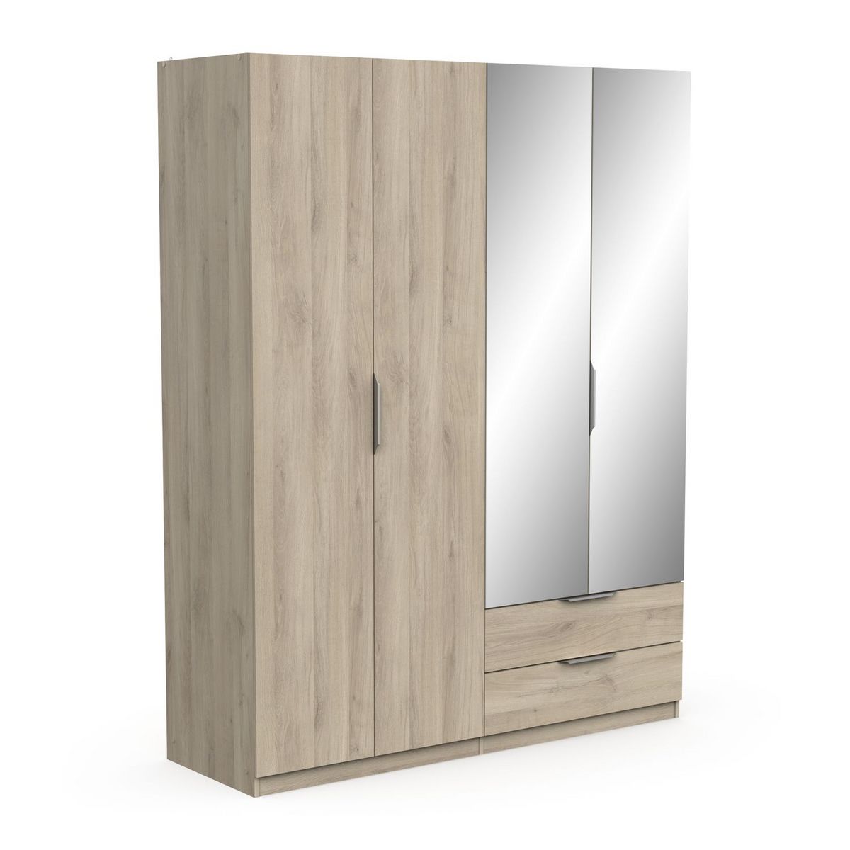 Armoire 4 portes 2 tiroirs 2 miroirs L157 cm THIBAULT