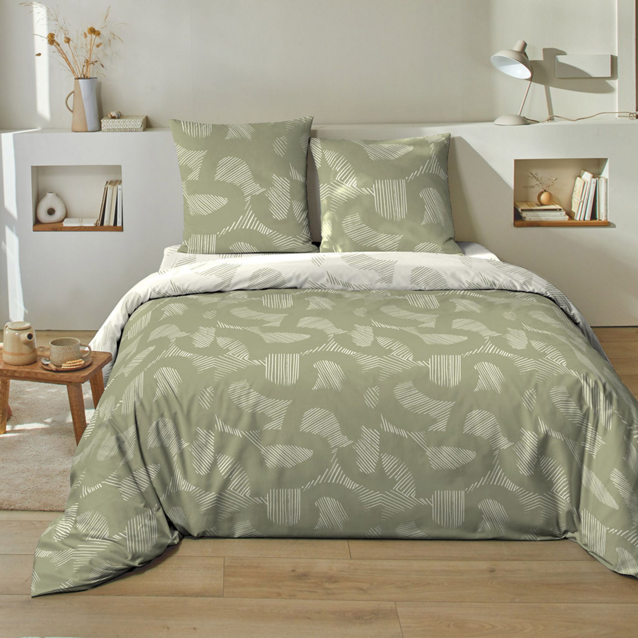 Parure housse de couette en polycoton motif géométrique DORA