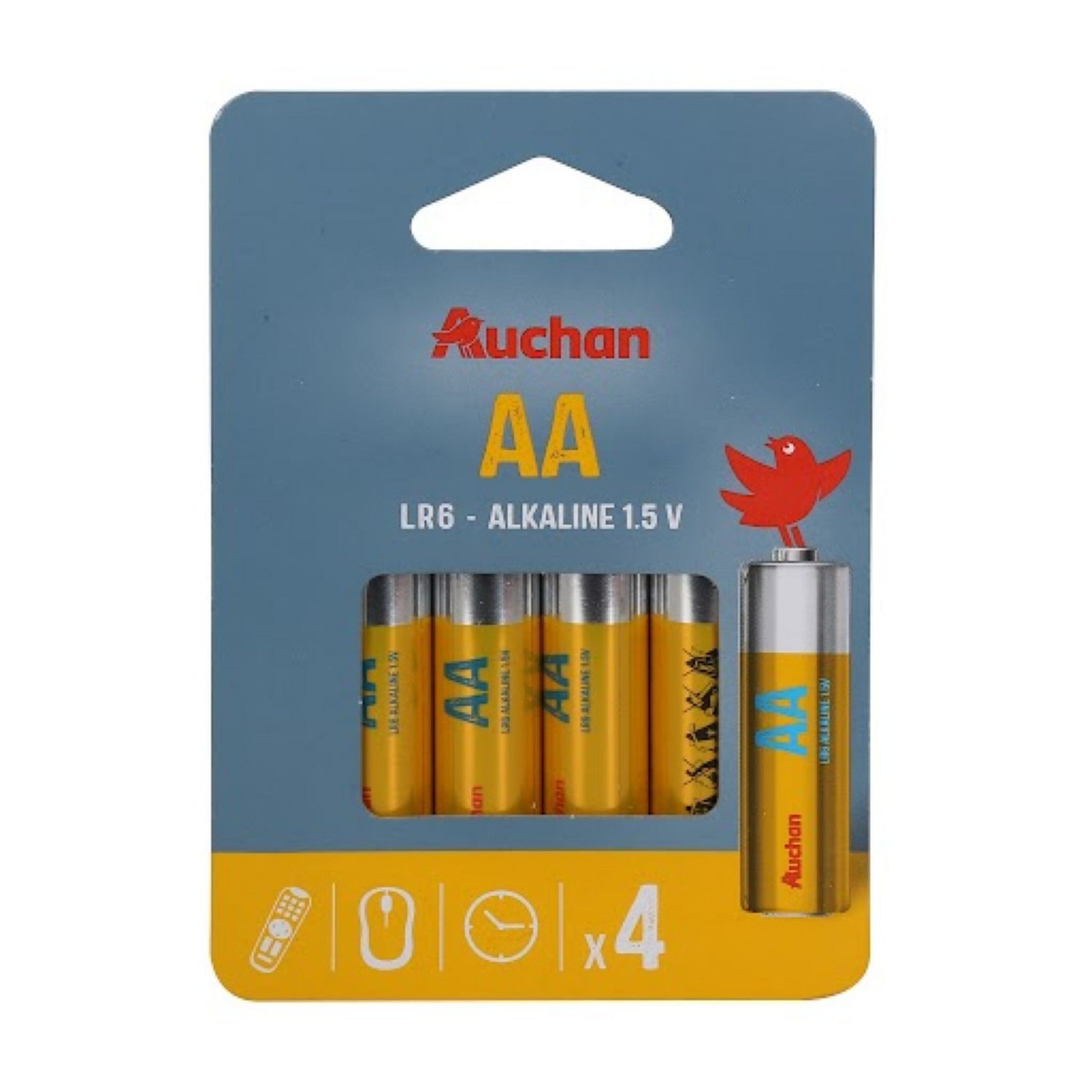 AUCHAN Lot de 4 piles alcaline standard AA