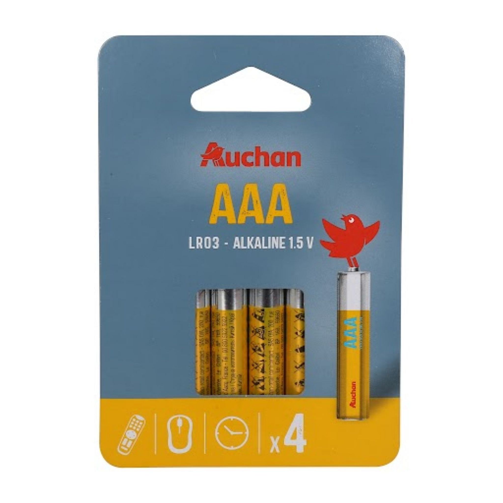 AUCHAN Lot de 4 piles alcalines standard AAA