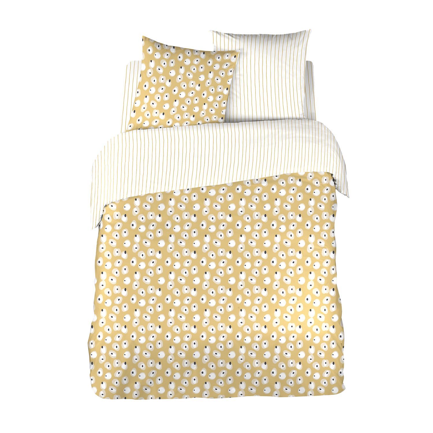 Voir la diapositive 2 : Parure housse de couette en coton 65 fils motif tacheté LEA