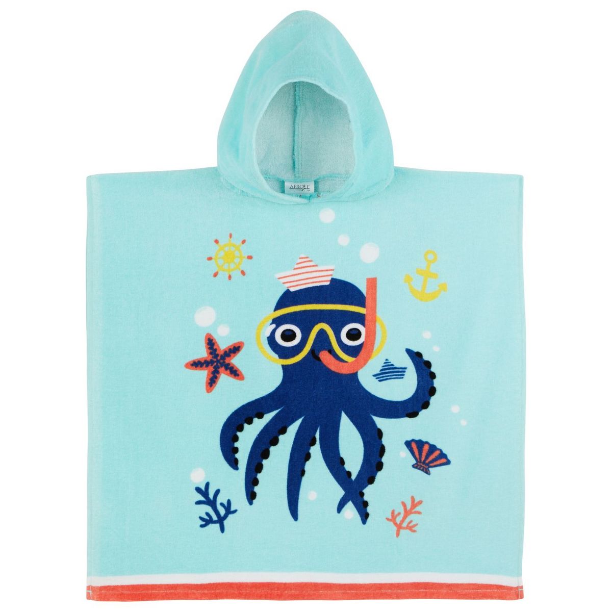 ACTUEL Poncho de bain enfant en velours tissé OCTOPUS