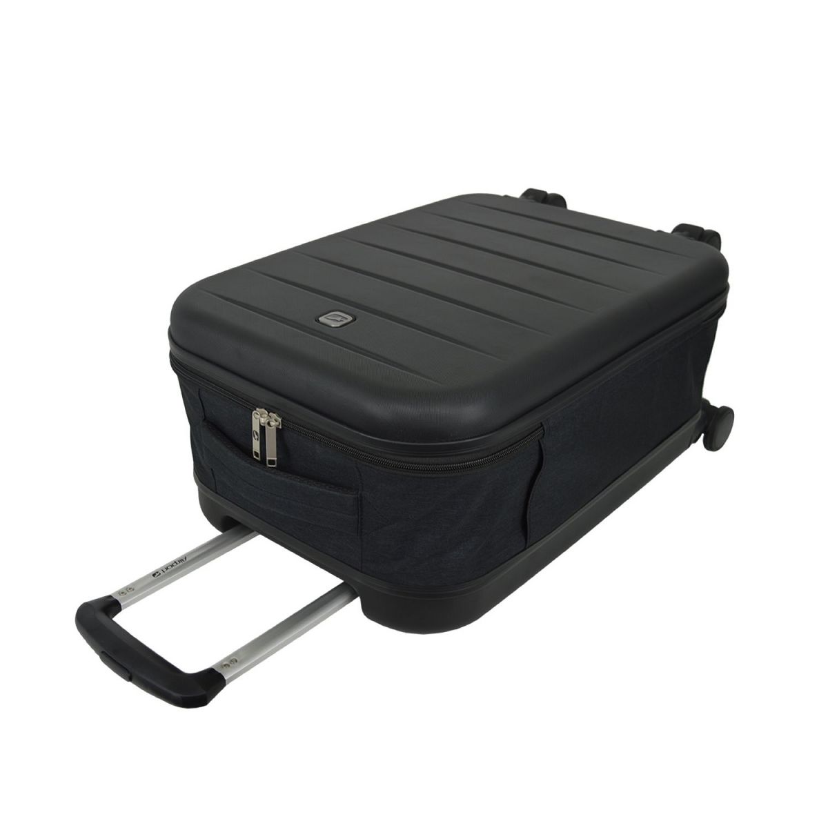 AIRPORT Valise cabine pliable (extensible de 9 à 20 cm) à roulettes rigide noire 55x35x9-20cm