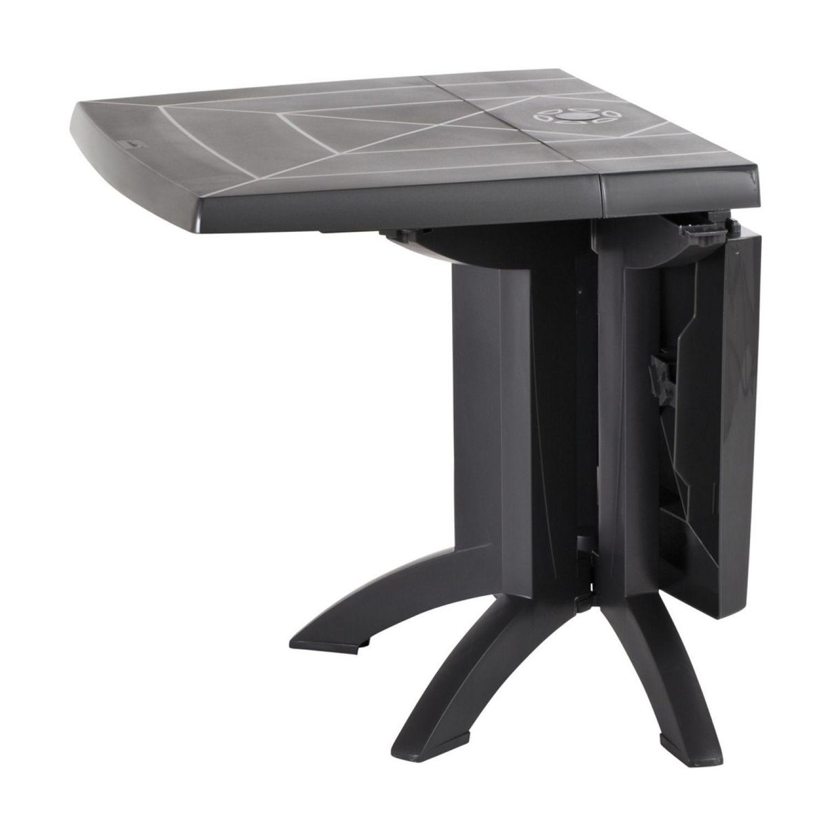 GROSFILLEX Table de jardin pliante - 2/4 places - Résine - Gris - VEGA