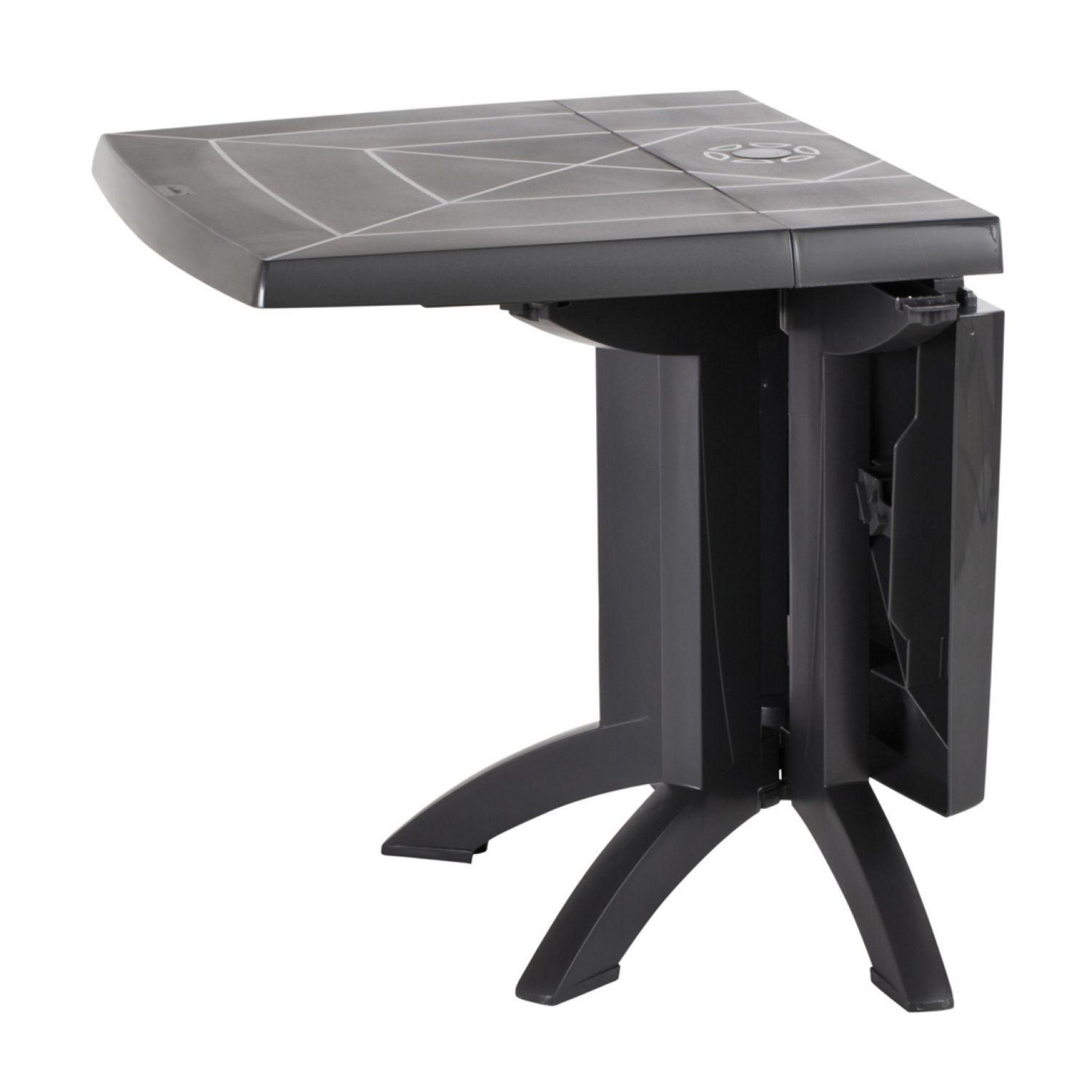 Voir la diapositive 3 : GROSFILLEX Table de jardin pliante - 2/4 places - Résine - Gris - VEGA