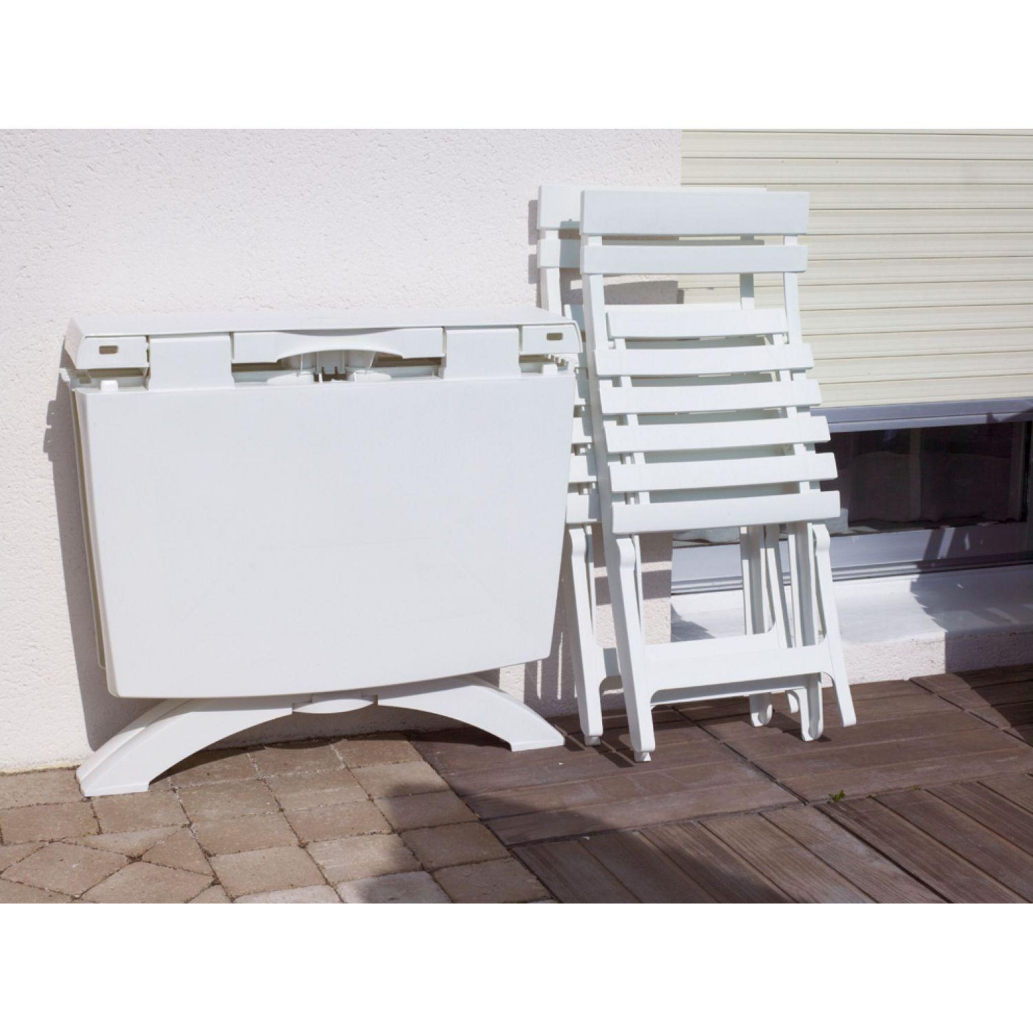 Voir la diapositive 3 : GROSFILLEX Table de jardin pliante - 2/4 places - Résine - Blanc - VEGA