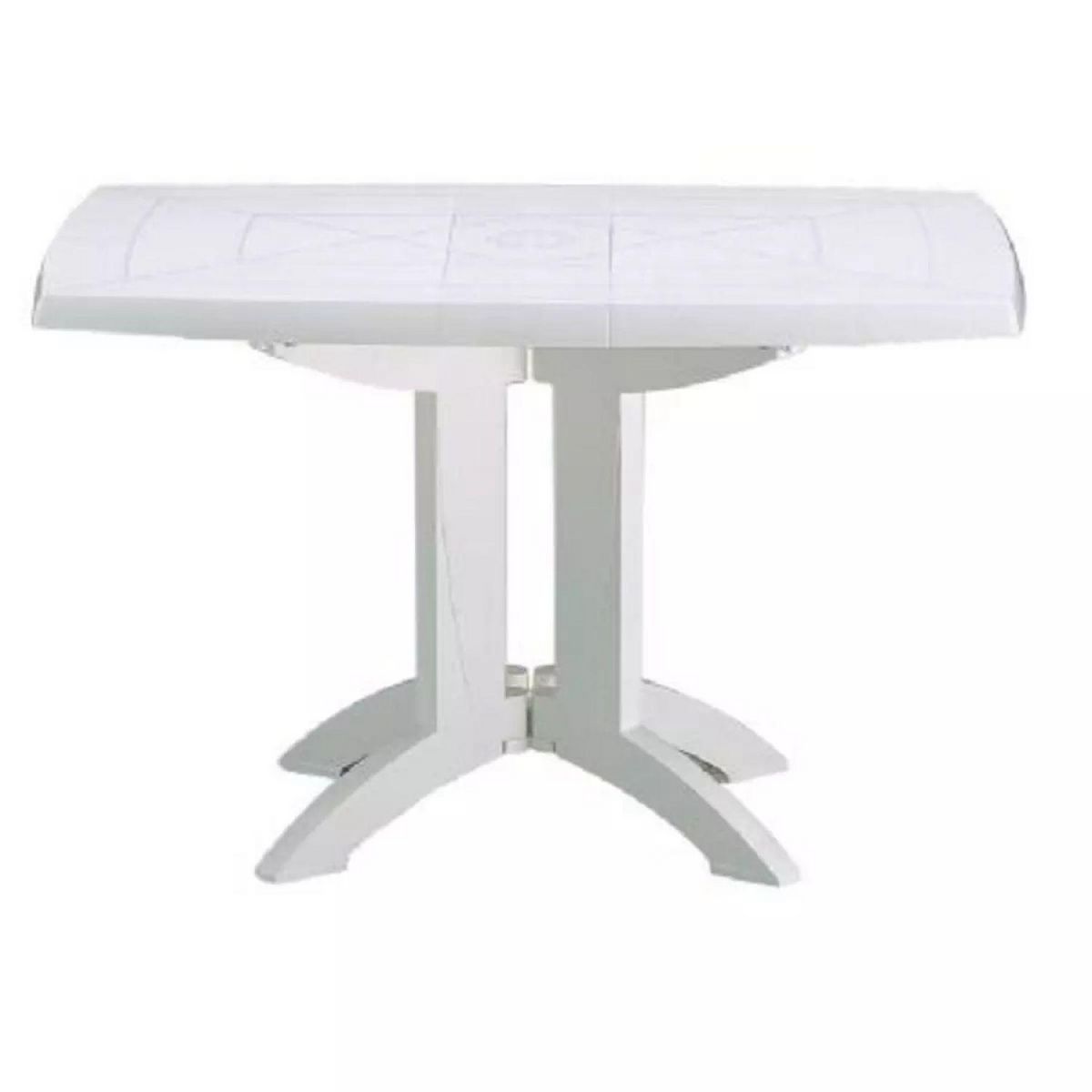 GROSFILLEX Table de jardin pliante - 2/4 places - Résine - Blanc - VEGA