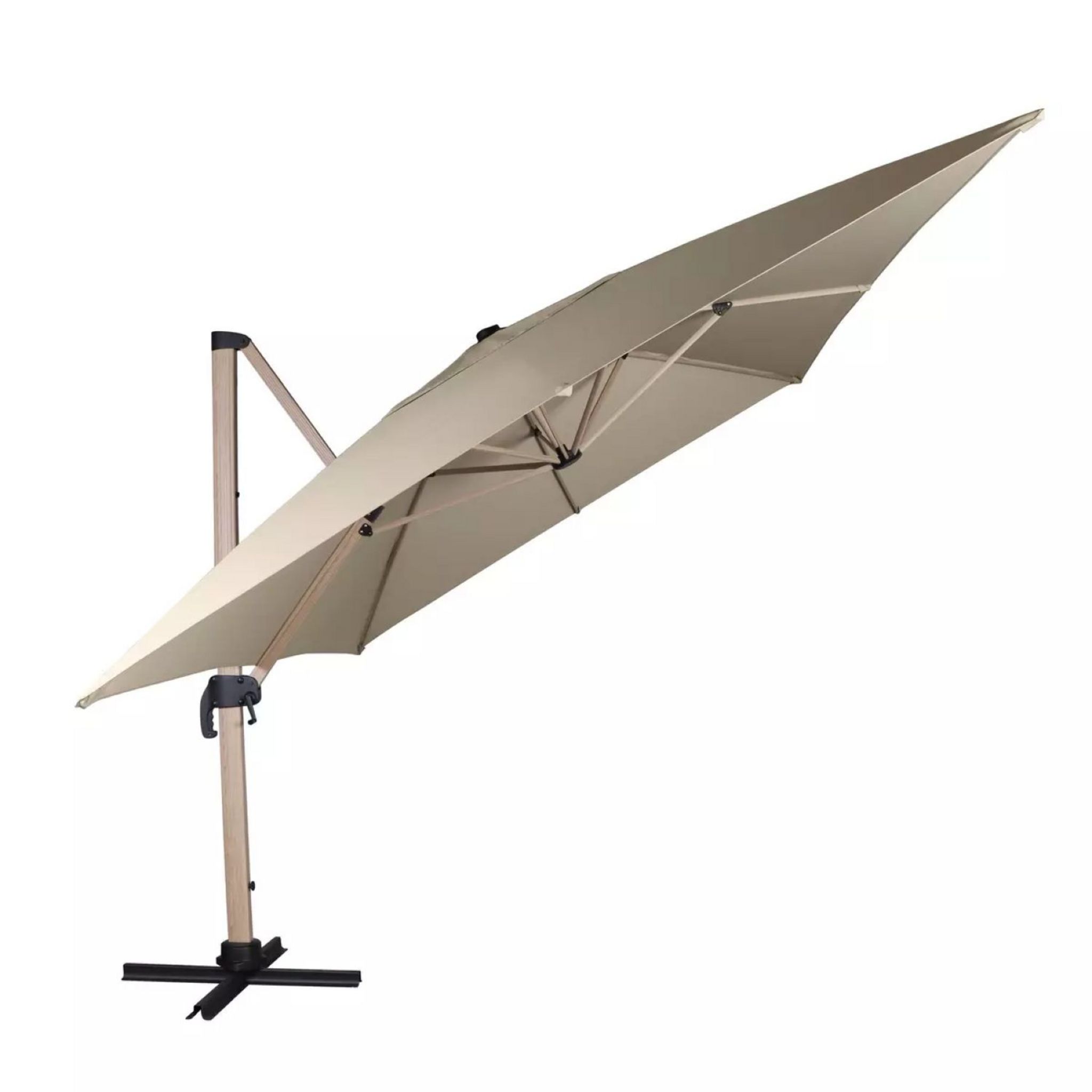 Voir la diapositive 2 : GARDENSTAR Parasol déporté en aluminium effet bois à toile rectangulaire 3x4 m