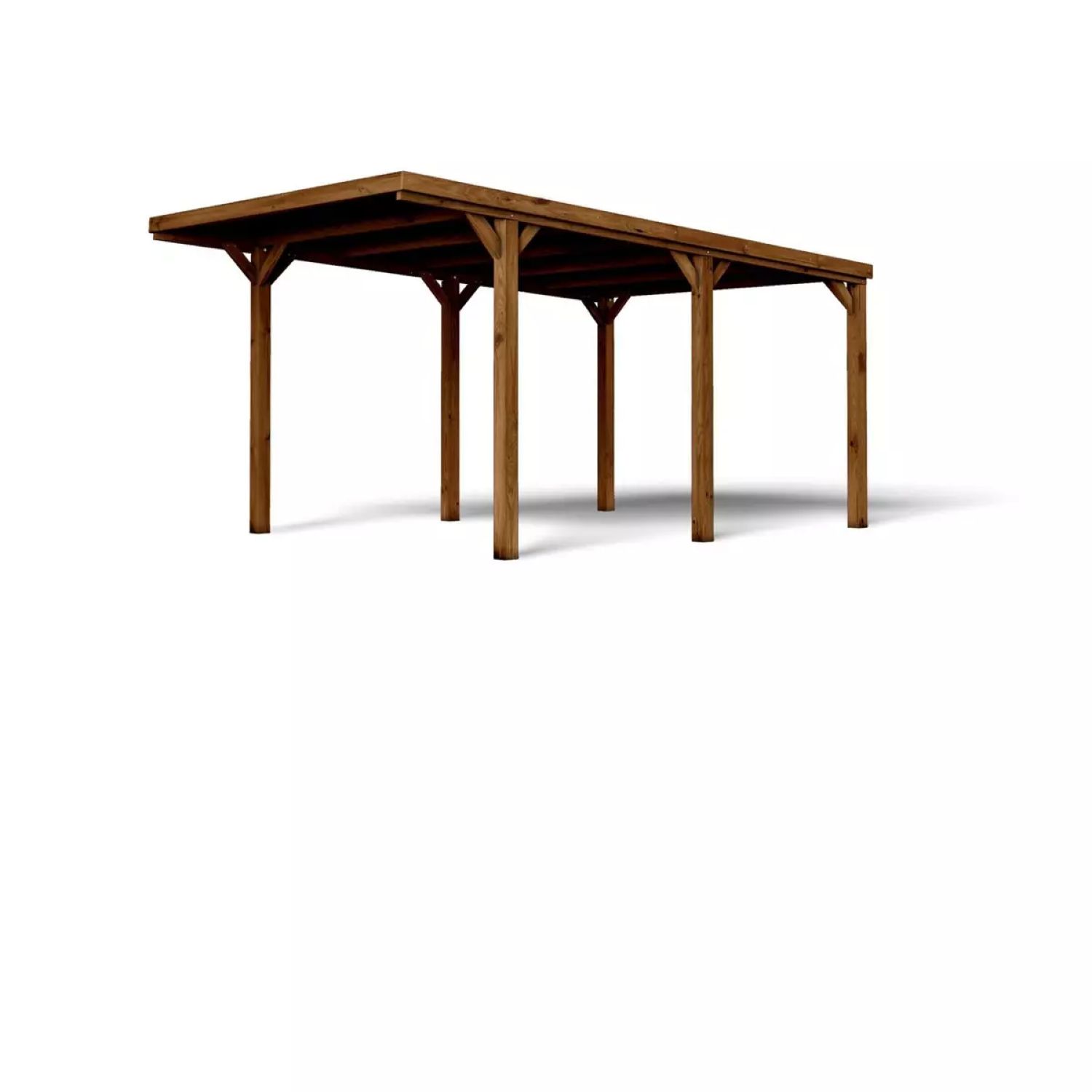 Voir la diapositive 4 : CERLAND Carport toit plat - Bois traité autoclave - 16,5 m² - VICTOR