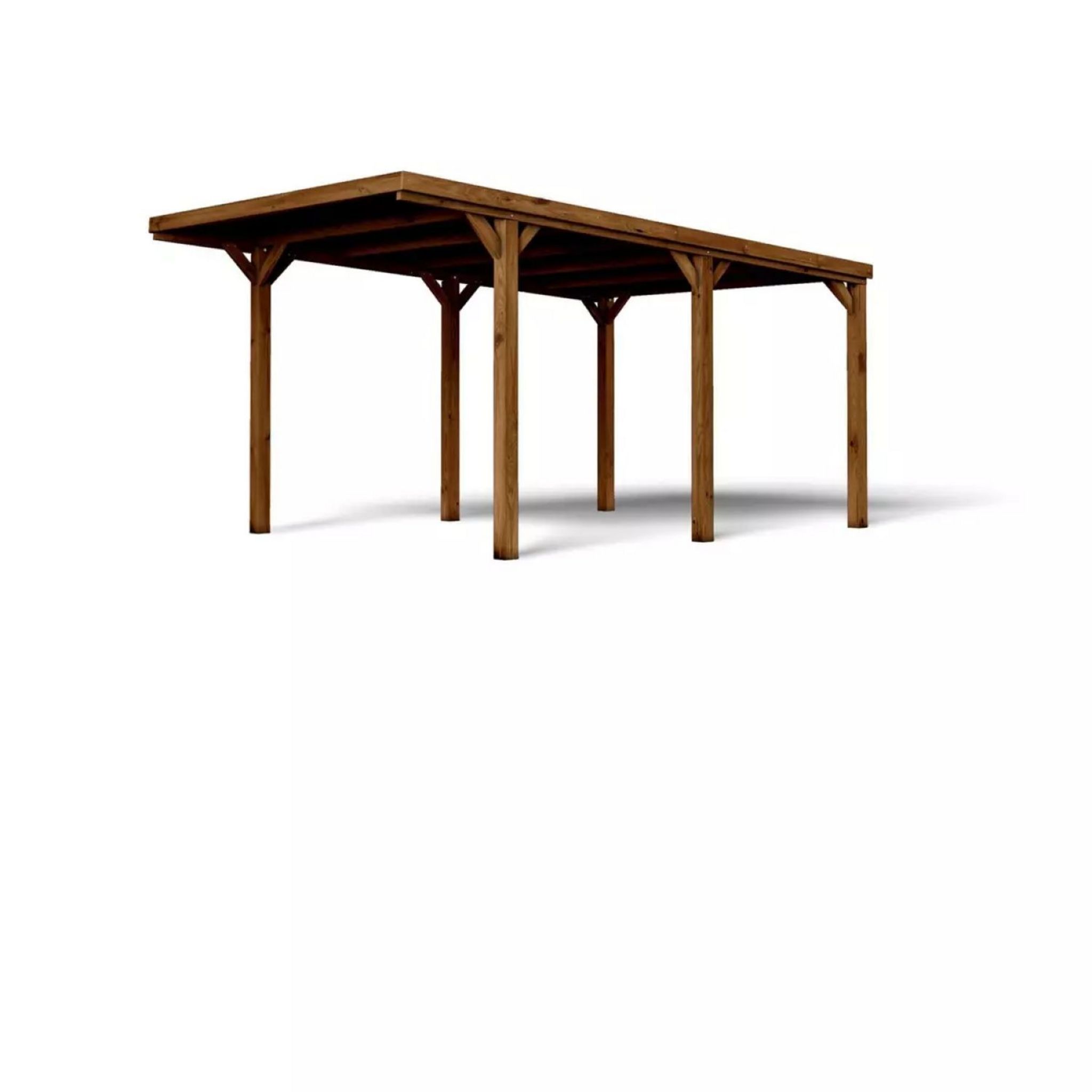 Voir la diapositive 4 : CERLAND Carport toit plat - Bois traité autoclave - 16,5 m² - VICTOR