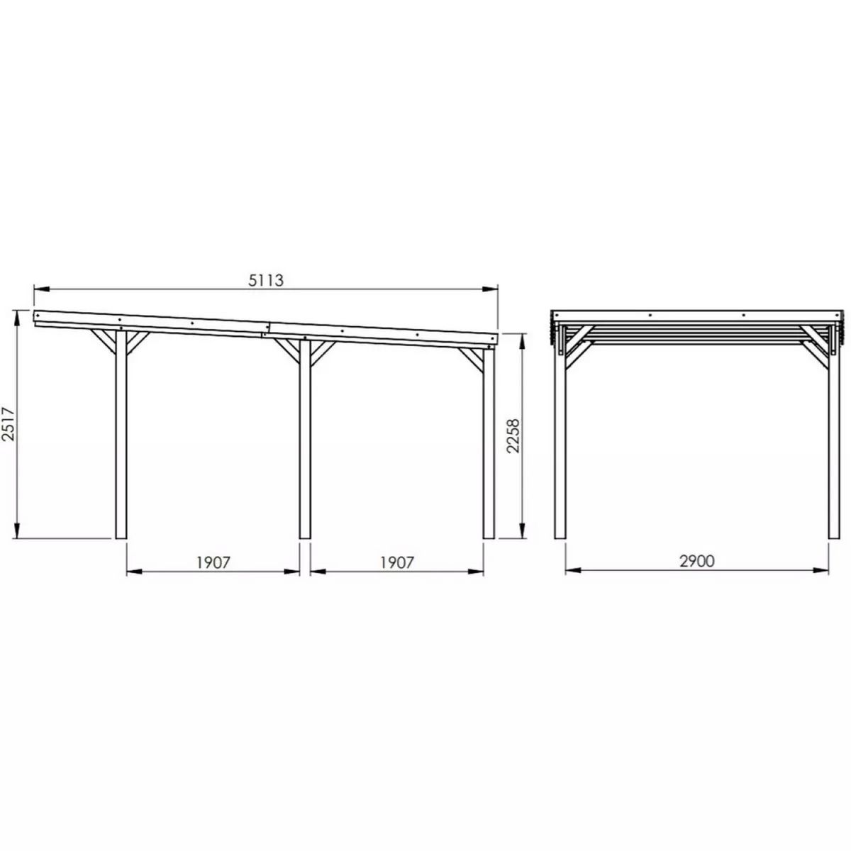 CERLAND Carport toit plat - Bois traité autoclave - 16,5 m² - VICTOR