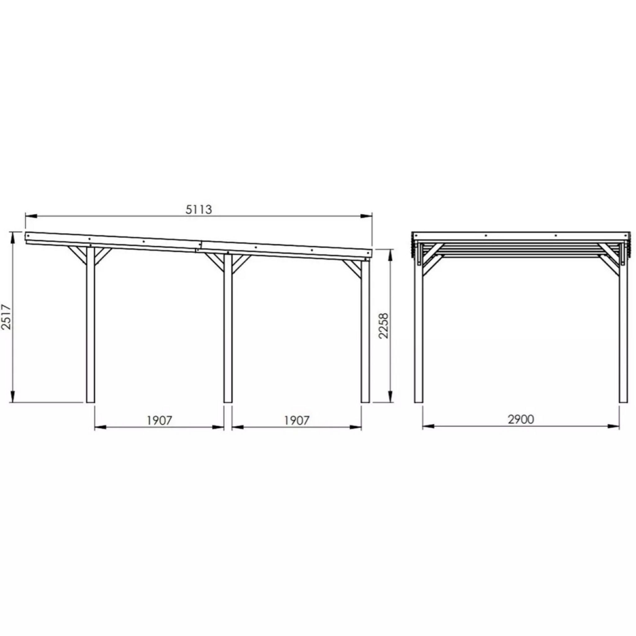 Voir la diapositive 6 : CERLAND Carport toit plat - Bois traité autoclave - 16,5 m² - VICTOR