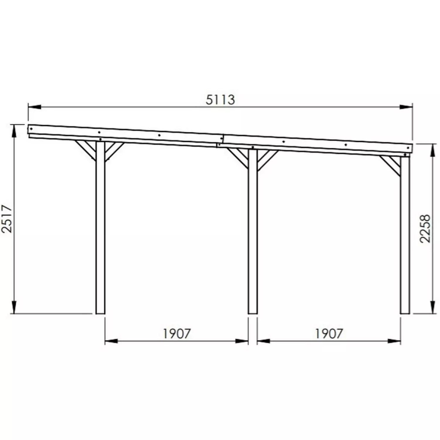 Voir la diapositive 3 : CERLAND Carport toit plat - Bois traité autoclave - 16,5 m² - VICTOR