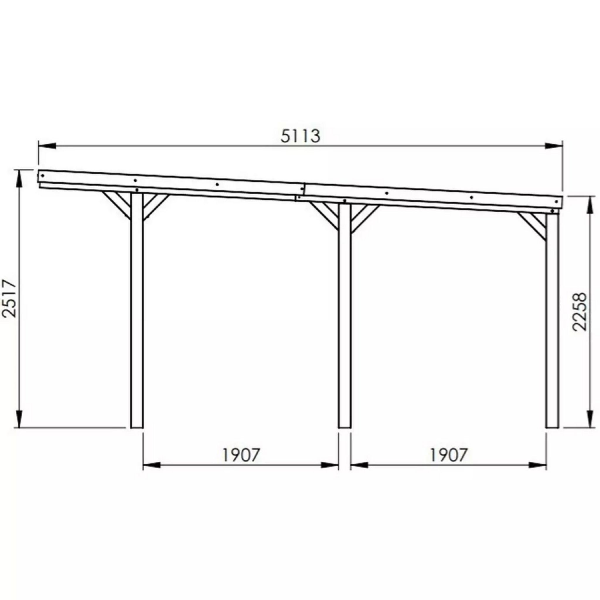 Voir la diapositive 3 : CERLAND Carport toit plat - Bois traité autoclave - 16,5 m² - VICTOR