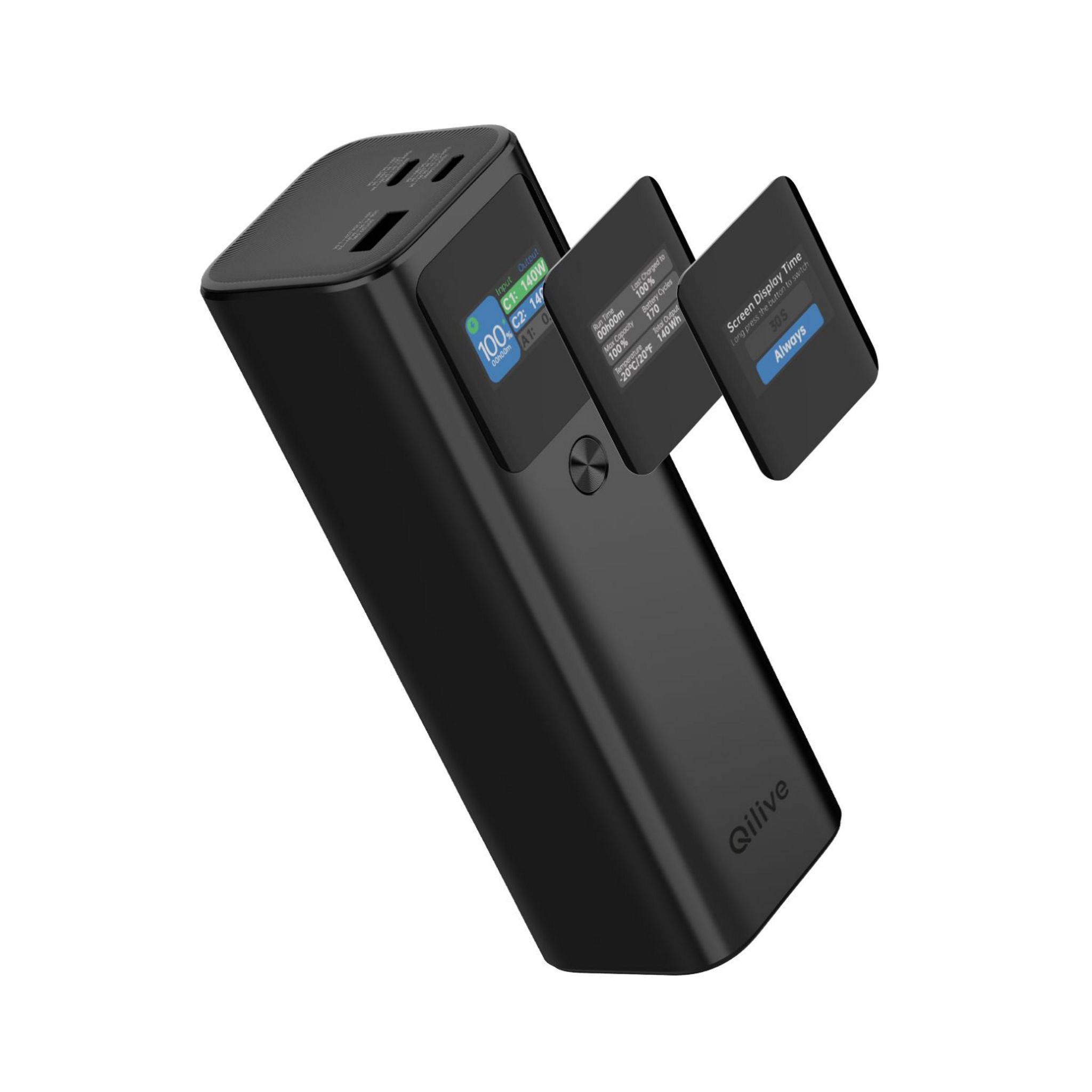 Voir la diapositive 2 : QILIVE Batterie externe PC 27 000 mAh 140W - Noir