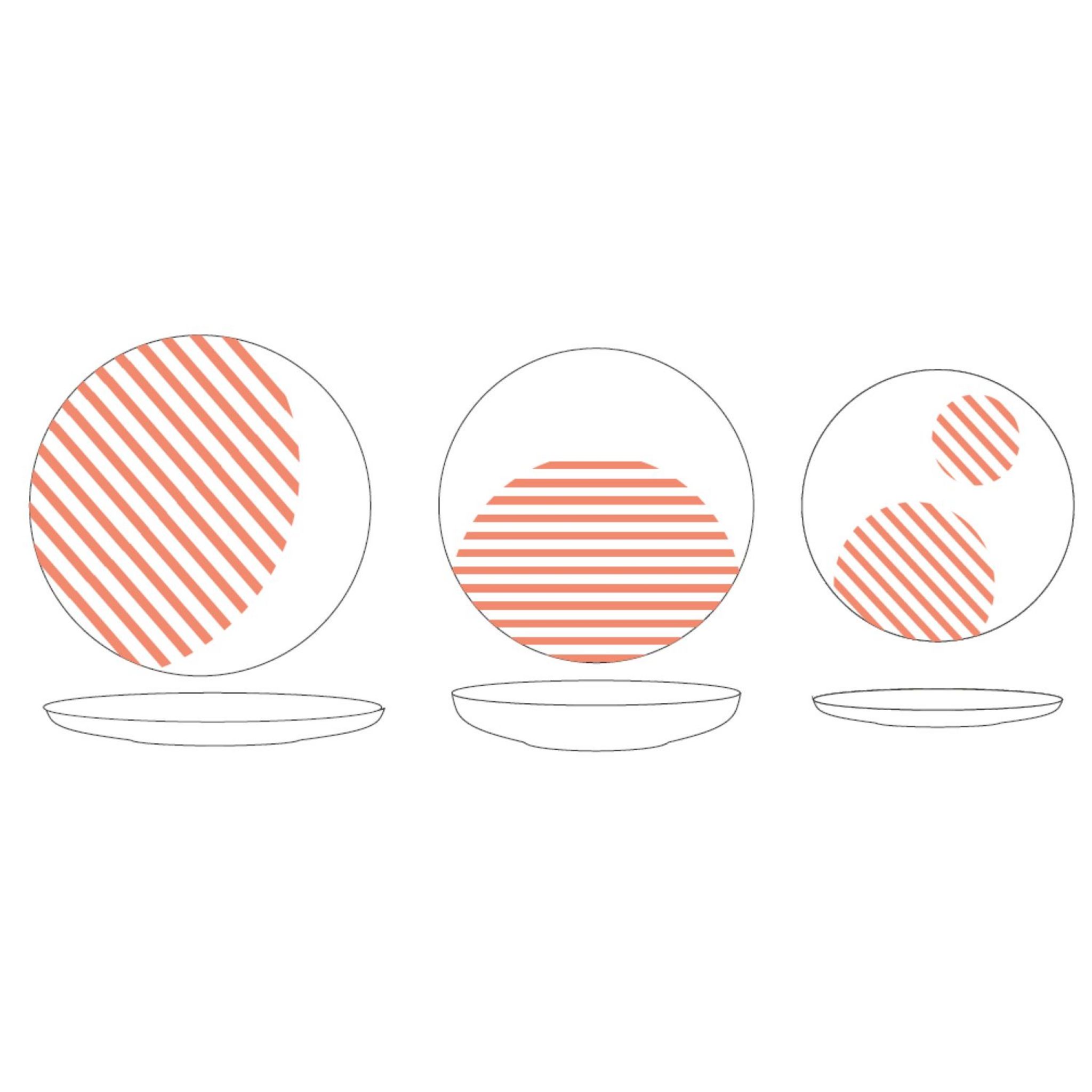 Voir la diapositive 2 : ACTUEL Service d'assiettes 18 pièces porcelaine décor abricot PAD PRINT