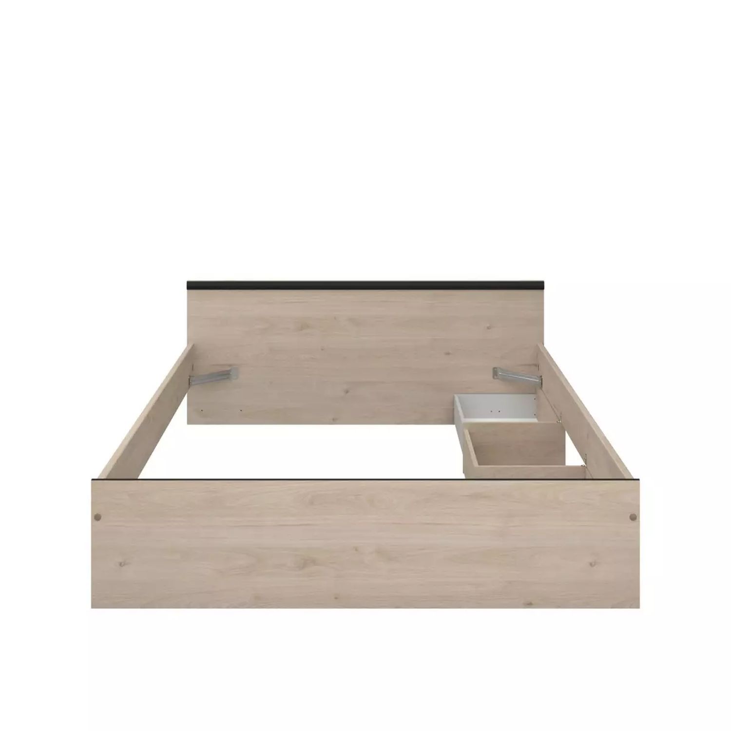 Voir la diapositive 6 : Lit double avec tête de lit et rangements 140X190 cm DOWNTON