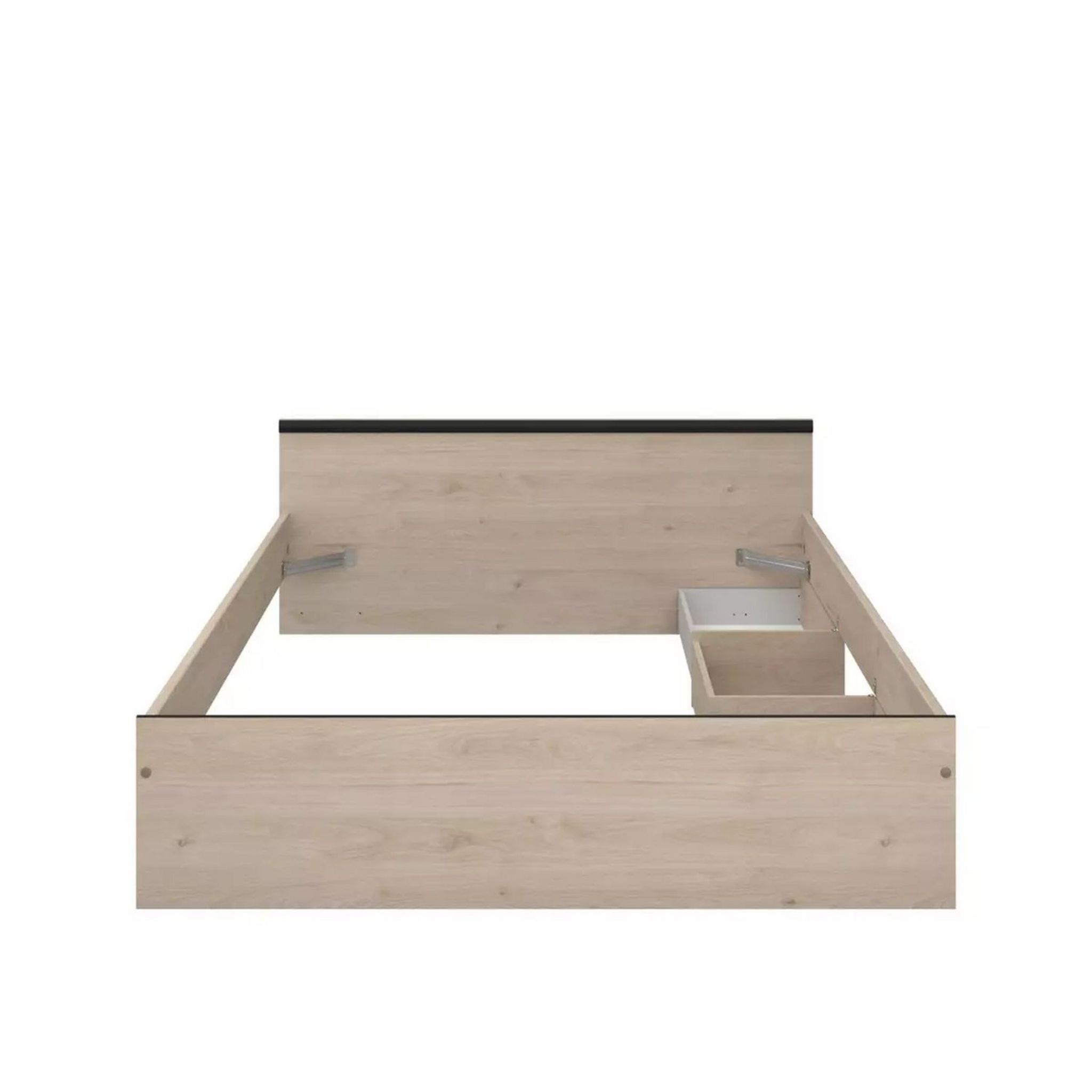 Voir la diapositive 6 : Lit double avec tête de lit et rangements 140X190 cm DOWNTON