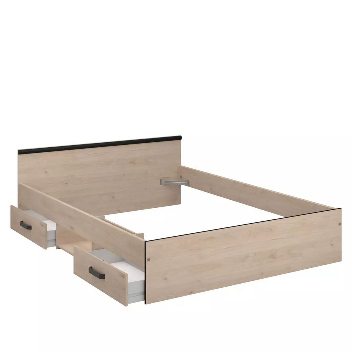 Lit double avec tête de lit et rangements 140X190 cm DOWNTON