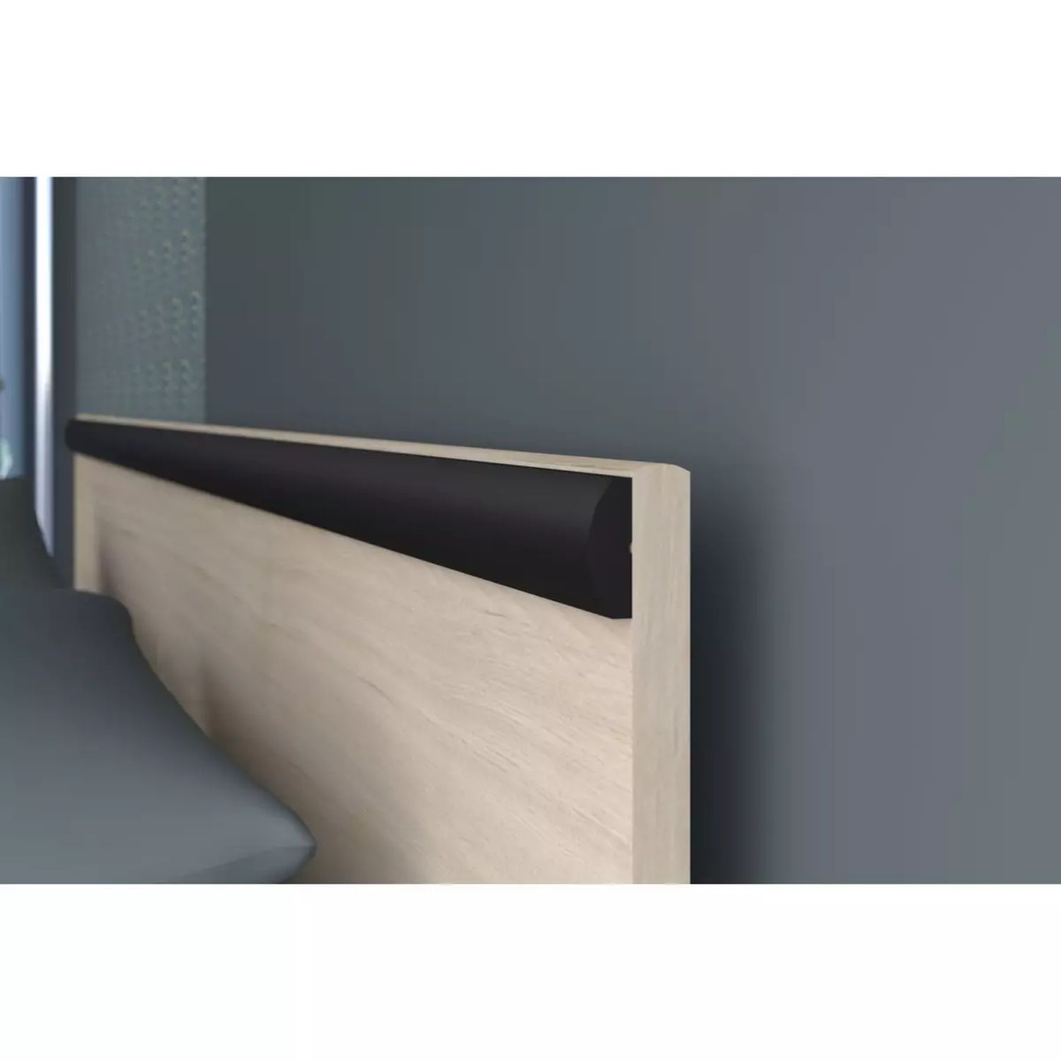 Voir la diapositive 4 : Lit double avec tête de lit et rangements 140X190 cm DOWNTON