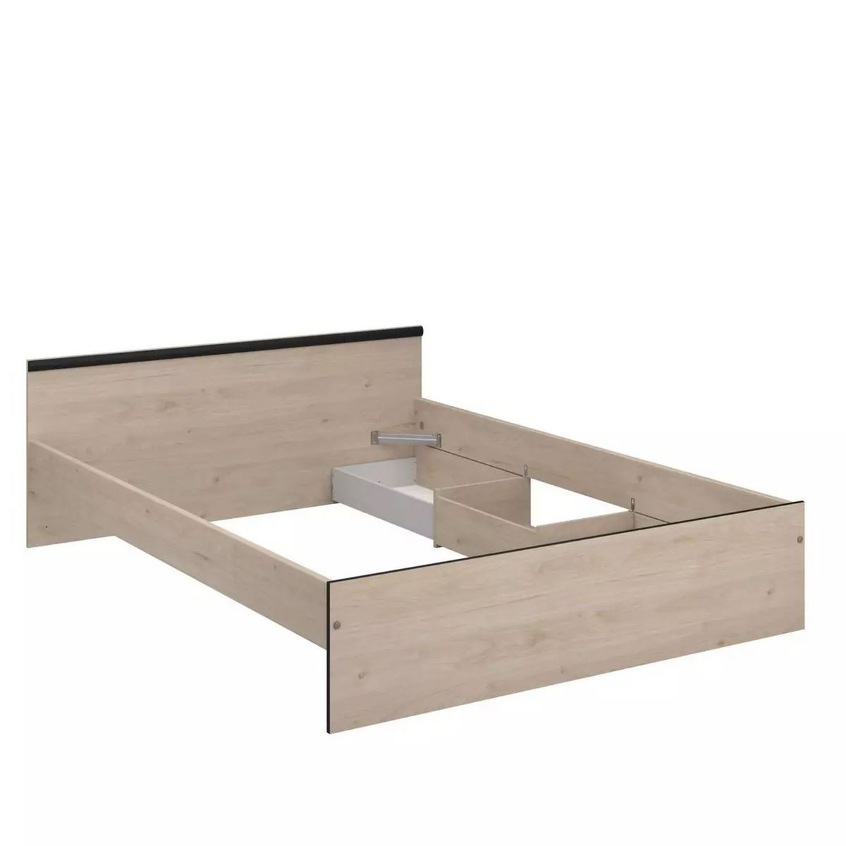 Lit double avec tête de lit et rangements 140X190 cm DOWNTON