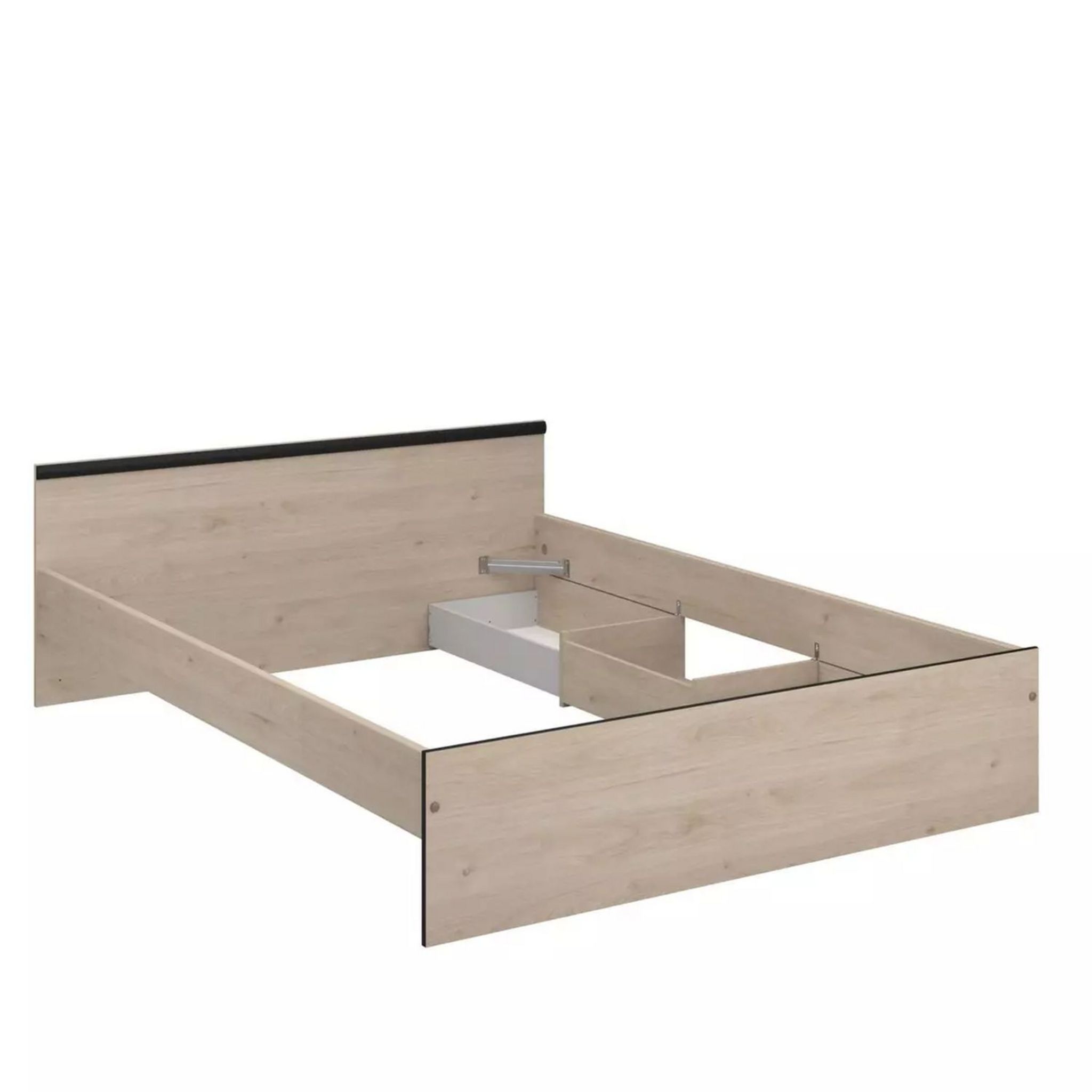 Voir la diapositive 9 : Lit double avec tête de lit et rangements 140X190 cm DOWNTON