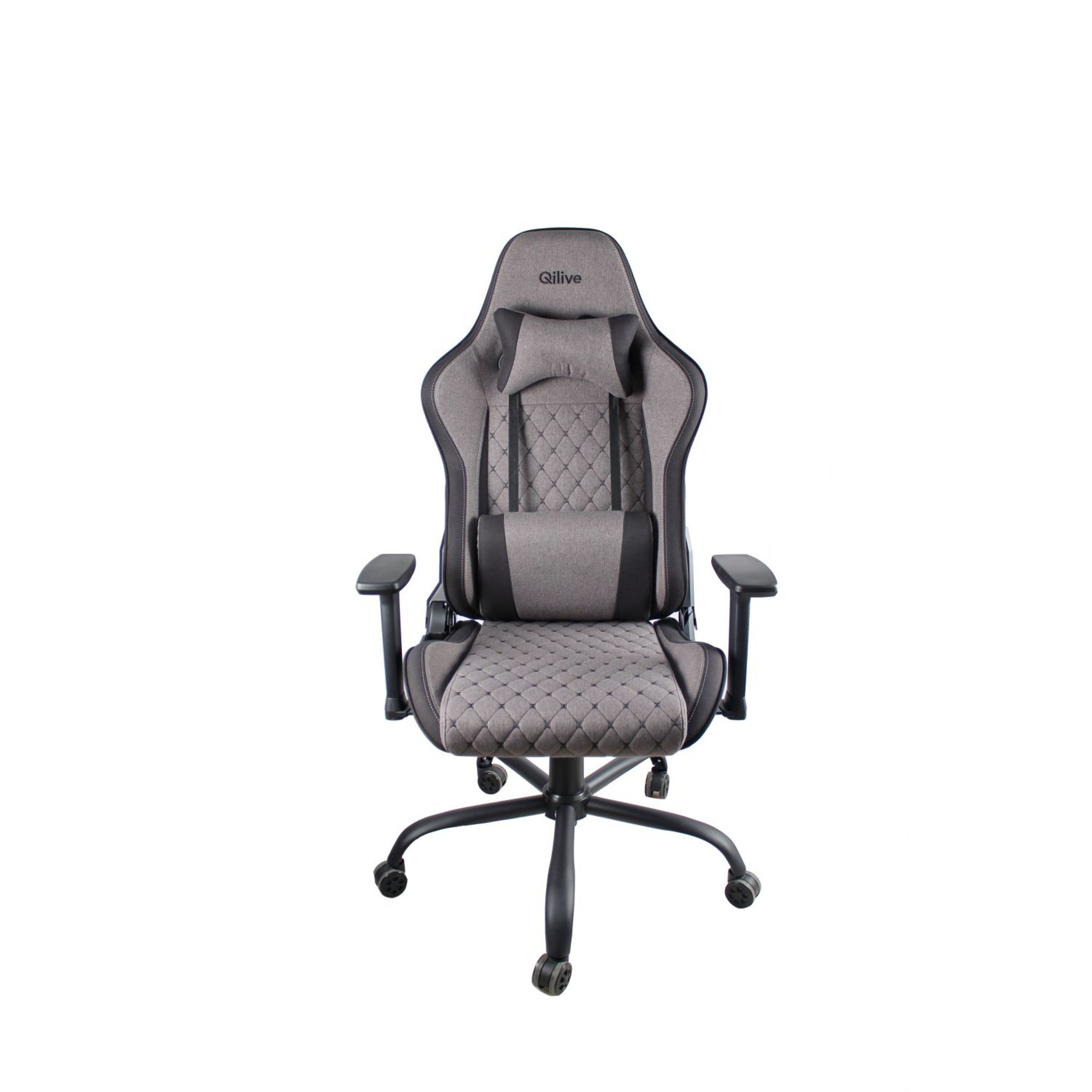 Voir la diapositive 3 : QILIVE Siège Gaming en tissu - Gris