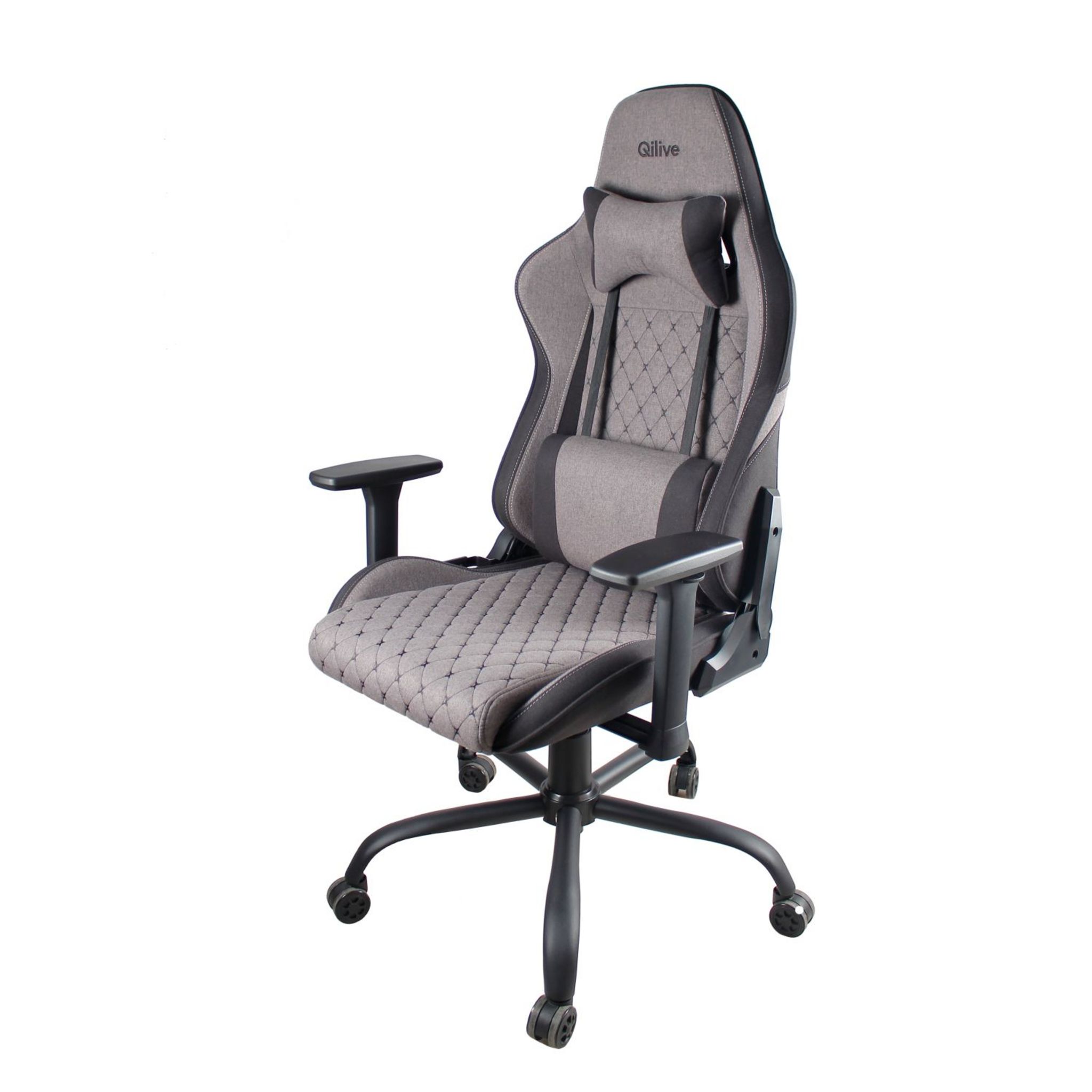 Voir la diapositive 2 : QILIVE Siège Gaming en tissu - Gris