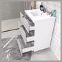 Voir la diapositive 2 : Meuble de salle de bain sous vasque avec vasque encastrée 3 tiroirs, 90cm FARO blanc