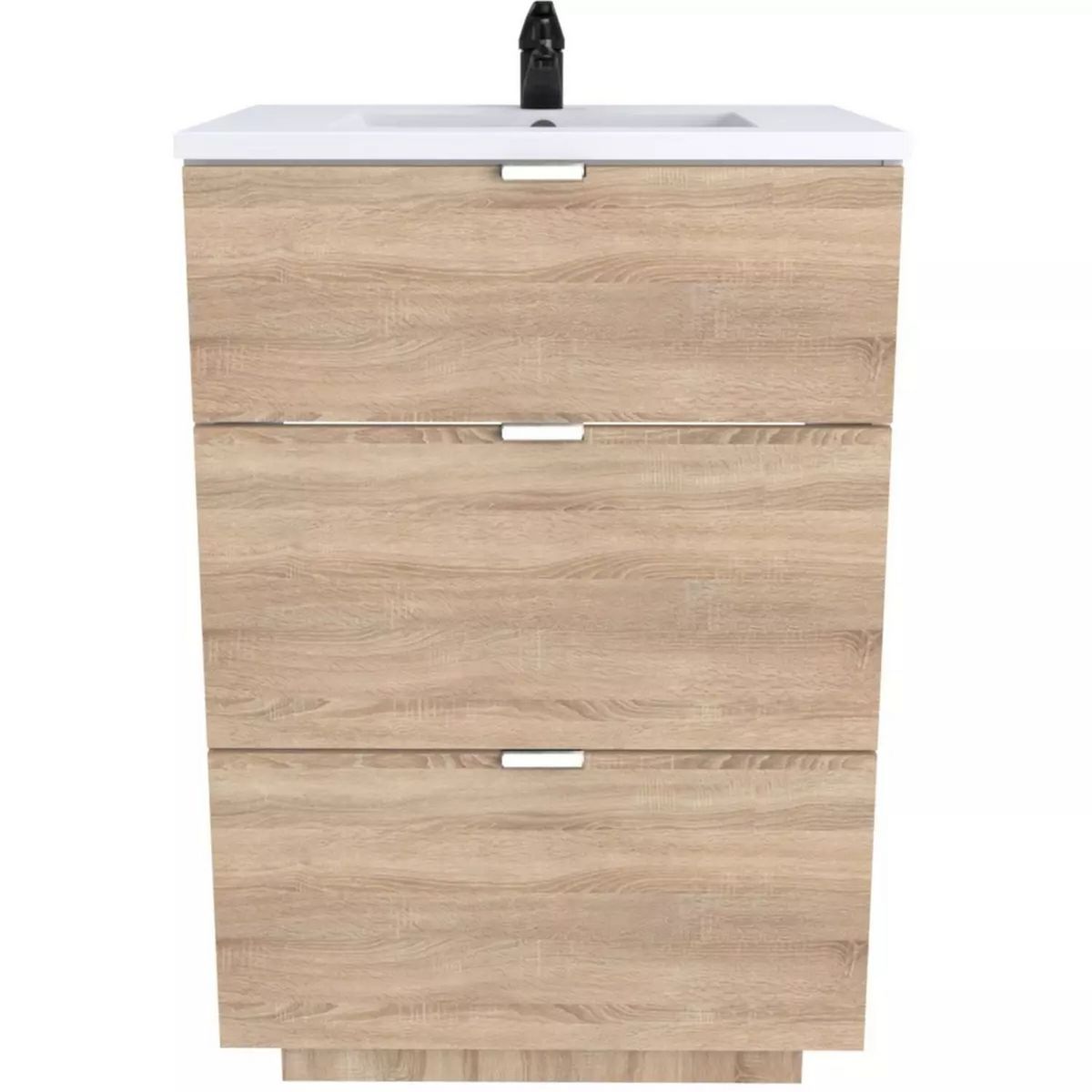 Meuble de salle de bain sous vasque avec vasque encastrée 3 tiroirs, 90cm FARO blanc