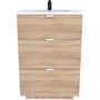 Voir la diapositive 1 : Meuble de salle de bain sous vasque avec vasque encastrée 3 tiroirs, 90cm FARO blanc
