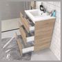Voir la diapositive 2 : Meuble de salle de bain sous vasque avec vasque encastrée 3 tiroirs, 90cm FARO blanc